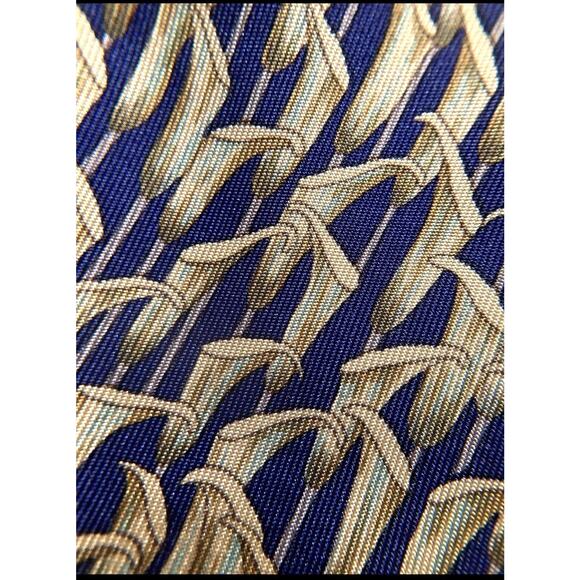 HERMES VINTAGE JACK IN THE PULPIT FLOWER TIE PLANT NATURE HIGH END FRANCE BLUE - Picture 7 of 12